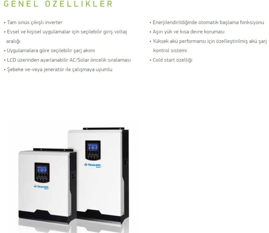 Tescom 1kW 12V 40Amper MPPT tam sinus akıllı inverter 3