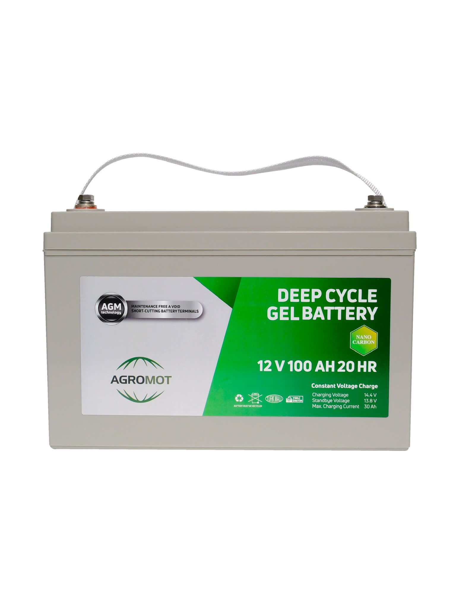 Agromot 12V 100 Amper Deep Cycle Nano Carbon Agm Batarya 40