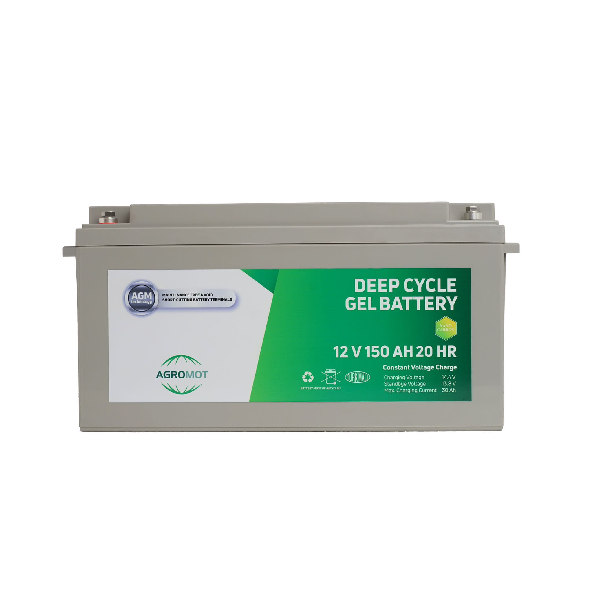 Agromot 12V 150 Amper Deep Cycle Nano Carbon Agm Batarya 39
